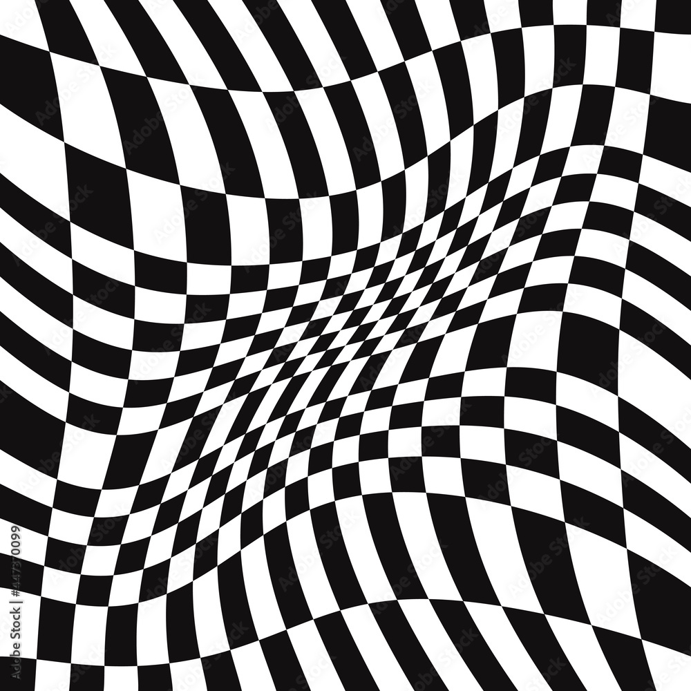 Chess pattern. Wavy or twisted board. Vector Twisted break chessboard. Checker seamless sample pattern. Can be used like ornament. Chess pattern. Wavy or twisted board. Vector Twisted break chessboard. Checker seamless sample pattern. Can be used like ornament.