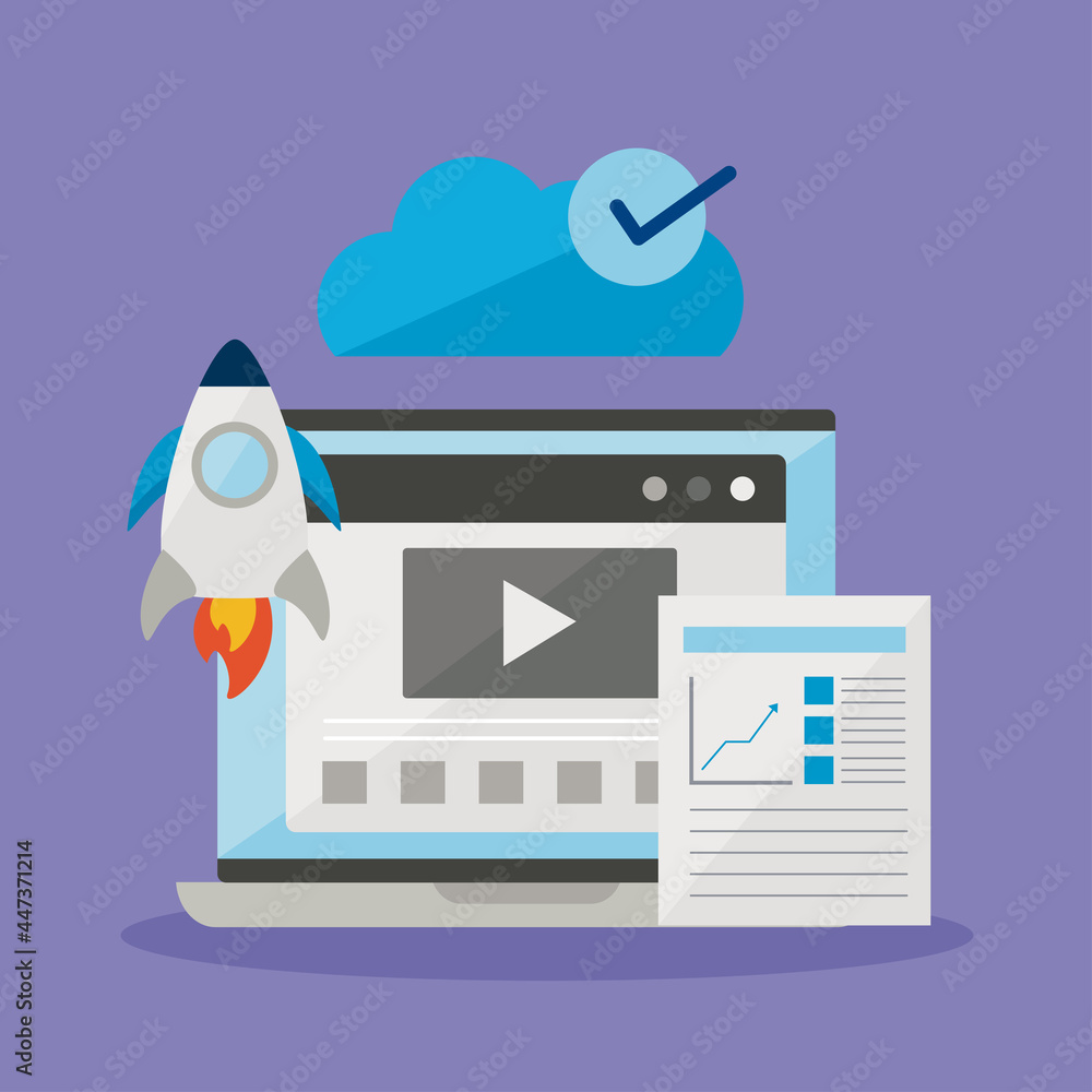 laptop rocket document and cloud computing laptop rocket document and cloud computing