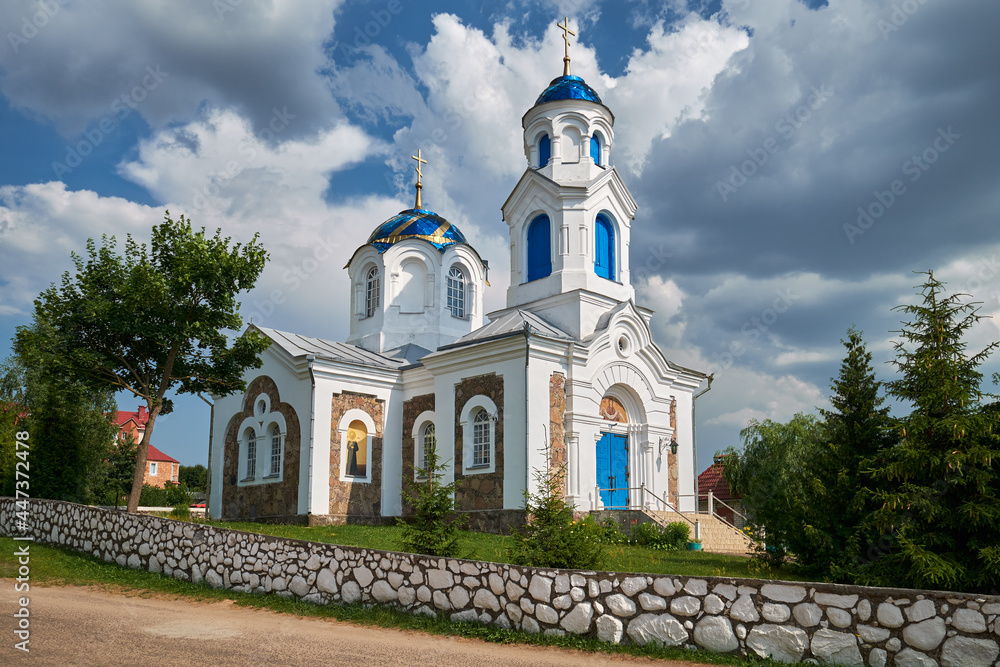 Ancient orthodox Church of the Intercession of the Most Holy Theotokos in Krasnoe village, Molodechno district, Minsk region, Belarus.