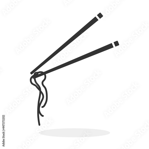 Chopsticks With Noodles Black Flat Icon Vector illustration