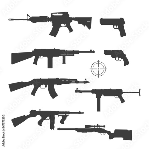 Weapon Icons black silhouettes Icon Vector illustration