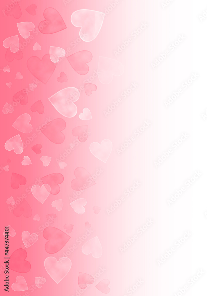 Abstract hearts background, wallpaper background. Blurry hearts on pink background. Valentines day illustration.
