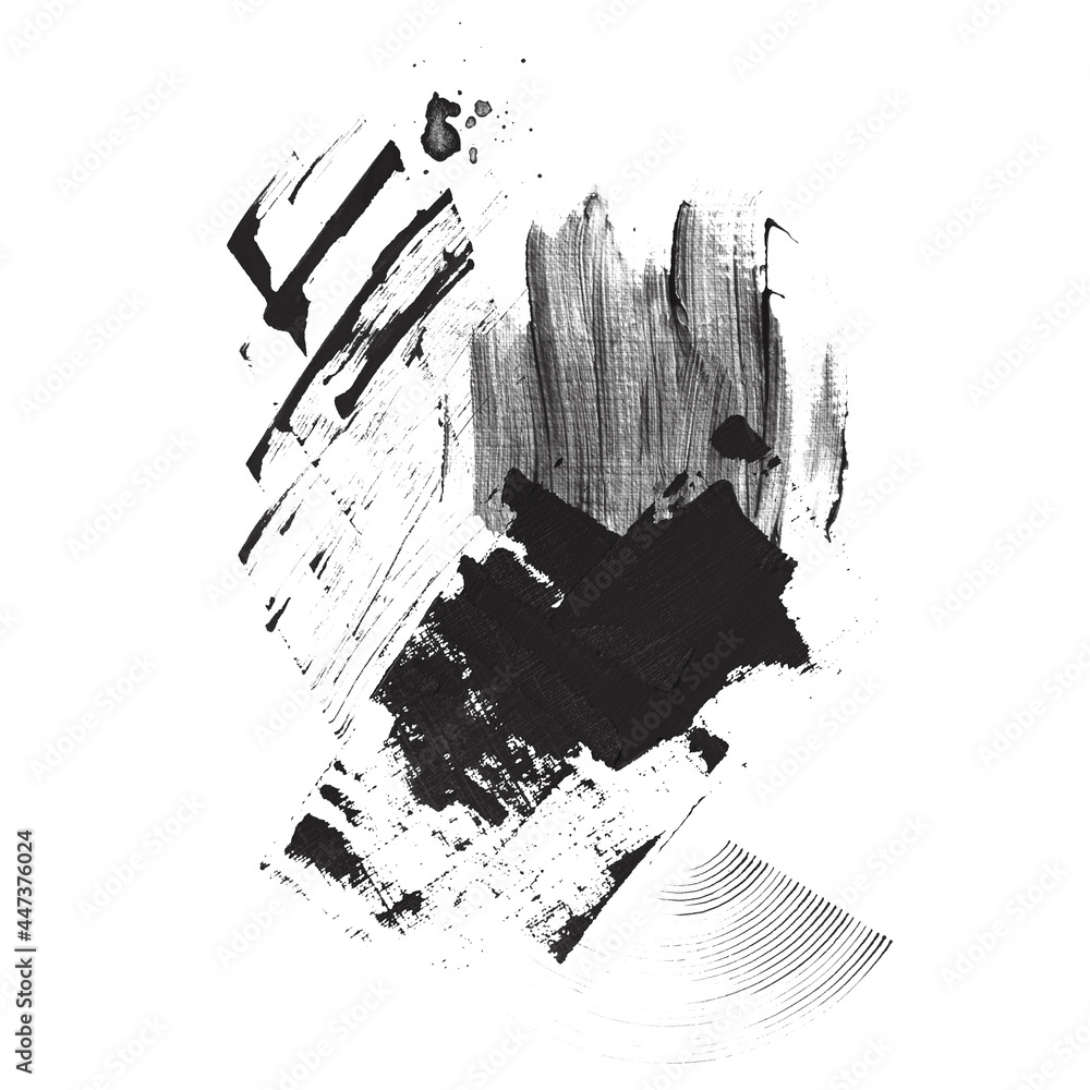 Obraz premium Oil texture. Acrylic paint. Textured arrangements. Black, dark, ink, white, beige illustration and elements. Background. Abstract modern print set. Logo. Wall art. Poster. Business card. Wallpaper. 