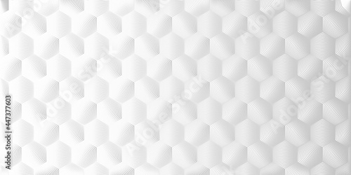  Abstract geometric pattern hexagon shape with striped wave lines white background © Eaks1979