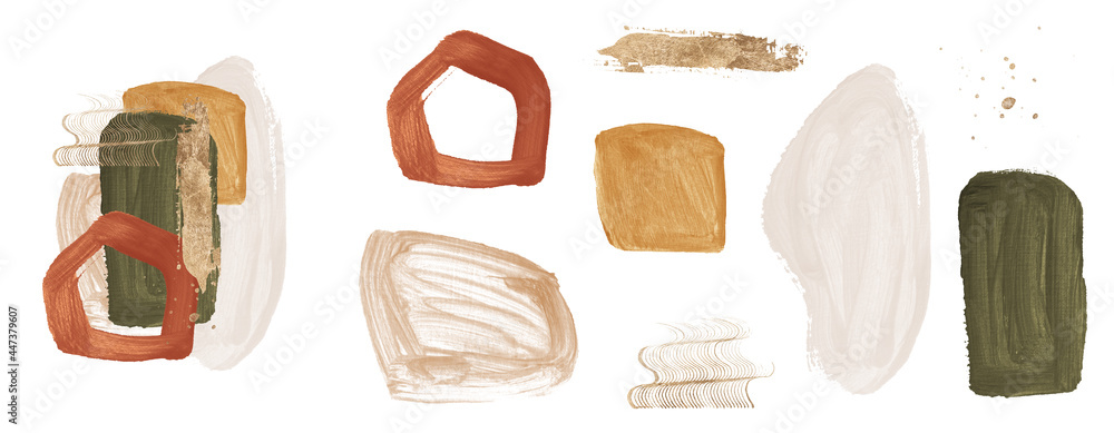 Oil texture. Acrylic paint. Textured arrangements. Terracotta orange green khaki olive yellow blush brown gold illustration elements. Background. Abstract modern print set. Wall art. Business card. Oil texture. Acrylic paint. Textured arrangements. Terracotta orange green khaki olive yellow blush brown gold illustration elements. Background. Abstract modern print set. Wall art. Business card.