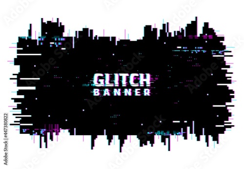 Digital color distortion glitch screen, lines and pixel noise background or banner. Television signal loss digital noise, abstract geometric vector pattern with square pixels
