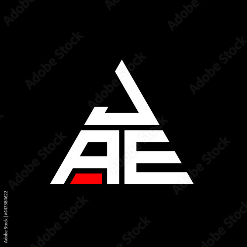 JAE triangle letter logo design with triangle shape. JAE triangle logo design monogram. JAE triangle vector logo template with red color. JAE triangular logo Simple, Elegant, and Luxurious Logo. JAE 