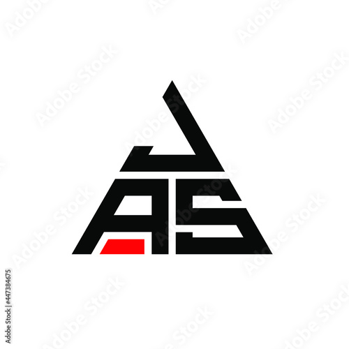 JAS triangle letter logo design with triangle shape. JAS triangle logo design monogram. JAS triangle vector logo template with red color. JAS triangular logo Simple, Elegant, and Luxurious Logo. JAS 