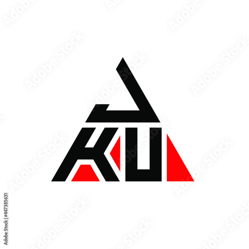 JKU triangle letter logo design with triangle shape. JKU triangle logo design monogram. JKU triangle vector logo template with red color. JKU triangular logo Simple, Elegant, and Luxurious Logo. JKU 
