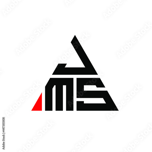 JMS triangle letter logo design with triangle shape. JMS triangle logo design monogram. JMS triangle vector logo template with red color. JMS triangular logo Simple, Elegant, and Luxurious Logo. JMS 