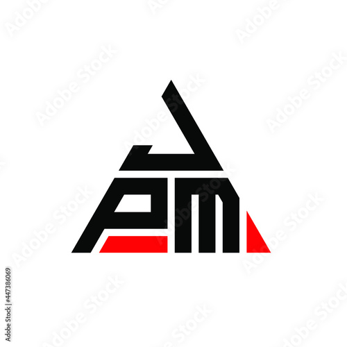 JPM triangle letter logo design with triangle shape. JPM triangle logo design monogram. JPM triangle vector logo template with red color. JPM triangular logo Simple, Elegant, and Luxurious Logo. JPM 