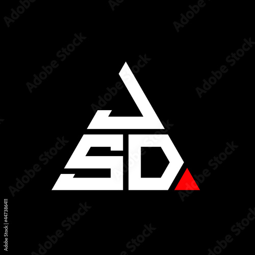 JSD triangle letter logo design with triangle shape. JSD triangle logo design monogram. JSD triangle vector logo template with red color. JSD triangular logo Simple, Elegant, and Luxurious Logo. JSD 