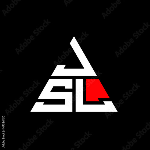 JSL triangle letter logo design with triangle shape. JSL triangle logo design monogram. JSL triangle vector logo template with red color. JSL triangular logo Simple, Elegant, and Luxurious Logo. JSL 