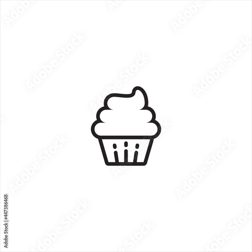 Simple Cupcake Icon Illustration Design  Cupcake Symbol with Outlined Style Template Vector