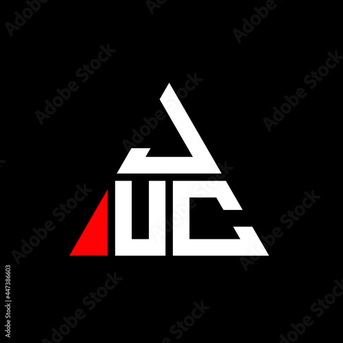 JUC triangle letter logo design with triangle shape. JUC triangle logo design monogram. JUC triangle vector logo template with red color. JUC triangular logo Simple, Elegant, and Luxurious Logo. JUC 