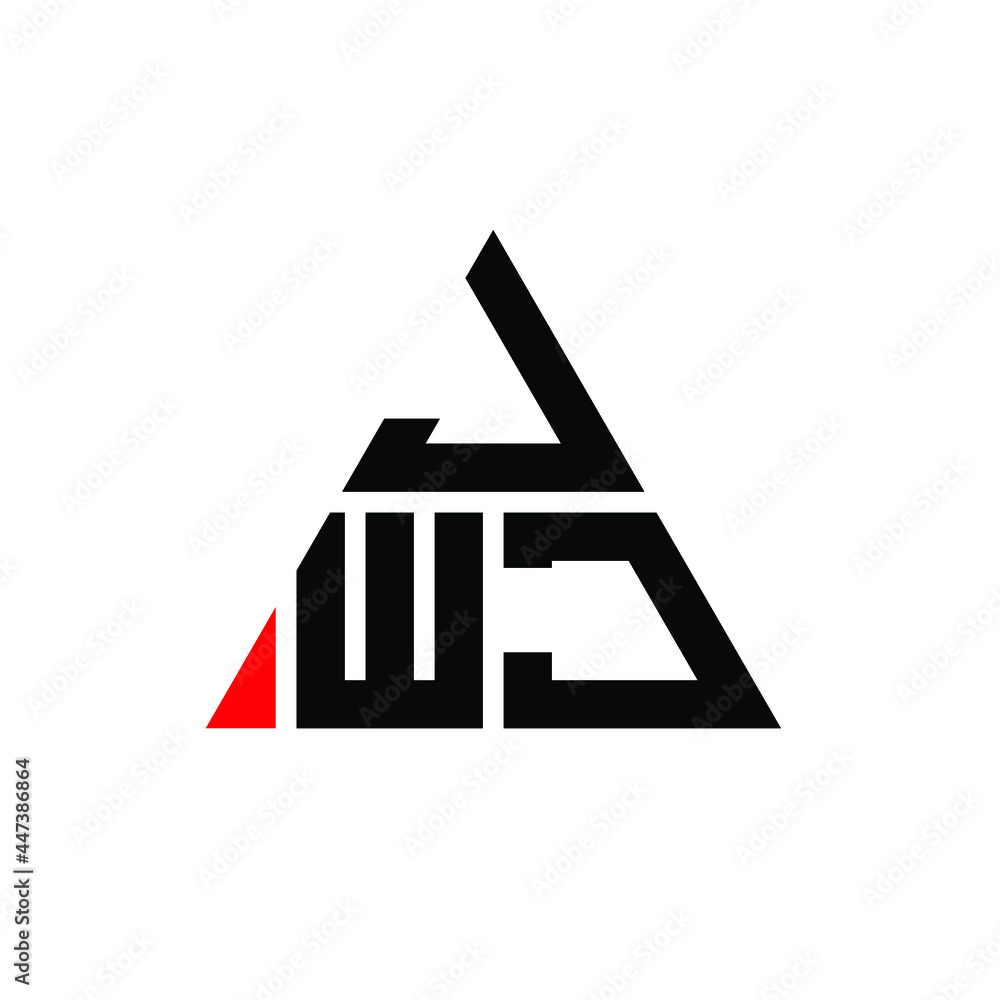 JWJ triangle letter logo design with triangle shape. JWJ triangle logo design monogram. JWJ triangle vector logo template with red color. JWJ triangular logo Simple, Elegant, and Luxurious Logo. JWJ 
