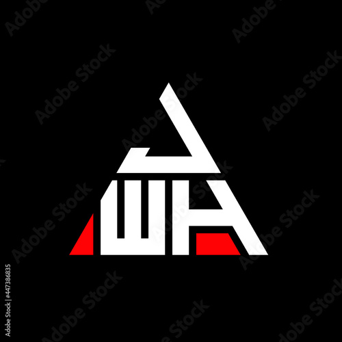 JWH triangle letter logo design with triangle shape. JWH triangle logo design monogram. JWH triangle vector logo template with red color. JWH triangular logo Simple, Elegant, and Luxurious Logo. JWH 