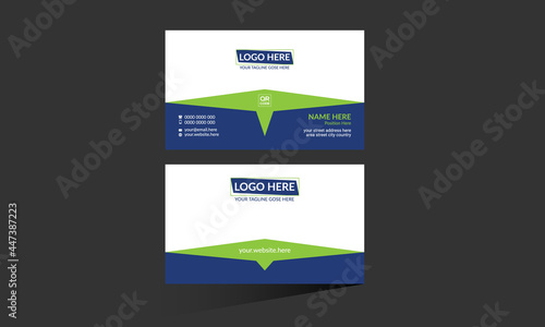 blue and green colored vector business card design for any company use