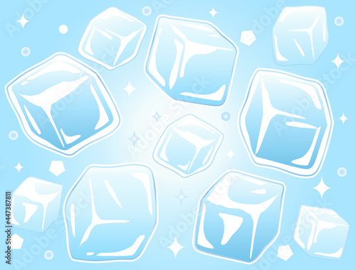 壁紙にもなるキューブ型の氷のイラスト