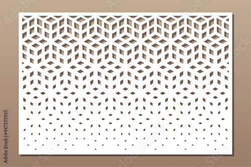 Decorative card for cutting. Recurring Artistic  Arab mosaic pattern. Laser cut.