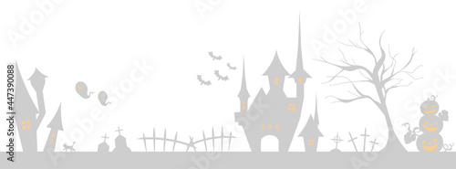 ハロウィンの背景シルエット（グレー）