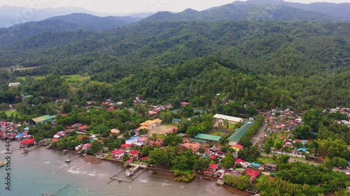 Aerial View Of Barangay Malibago And Magbagacay At The Shore In Southern Leyte, Philippines. photo