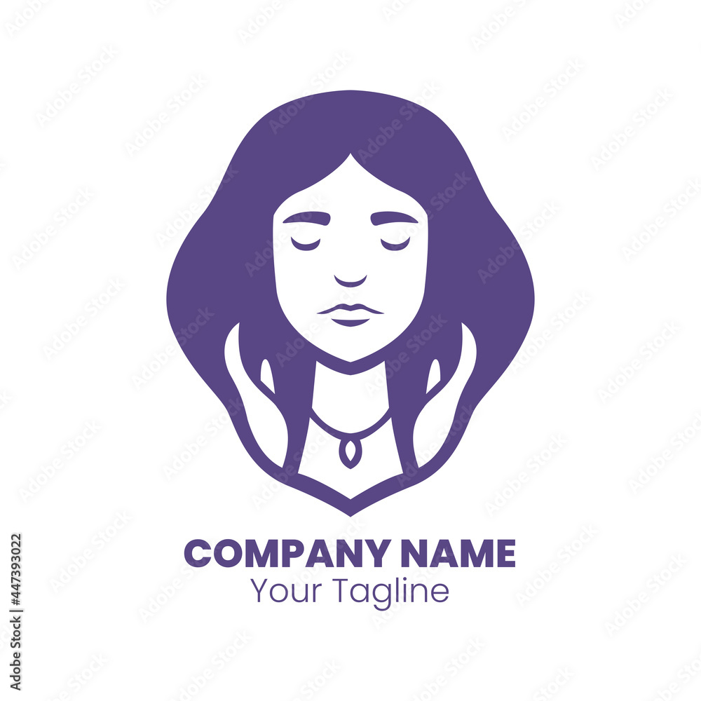 Beautiful woman silhouette logo design vector