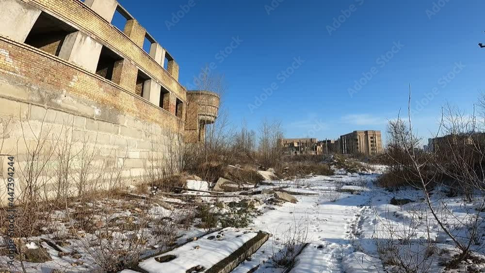 Abandoned construction site of Hospital. Built as a center for radiation and burn injuries after the Chernobyl disaster.Abandoned at 1991,during Ukrainian undependence crisis. Kiev Region,Ukraine Abandoned construction site of Hospital. Built as a center for radiation and burn injuries after the Chernobyl disaster.Abandoned at 1991,during Ukrainian undependence crisis. Kiev Region,Ukraine