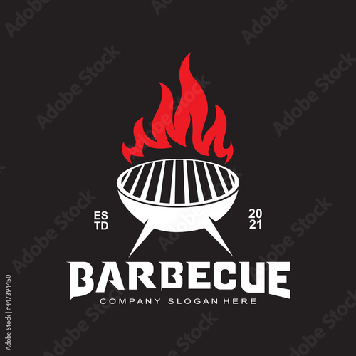 Vintage Retro Rustic barbecue logo. Food or grill design, icon vector illustration