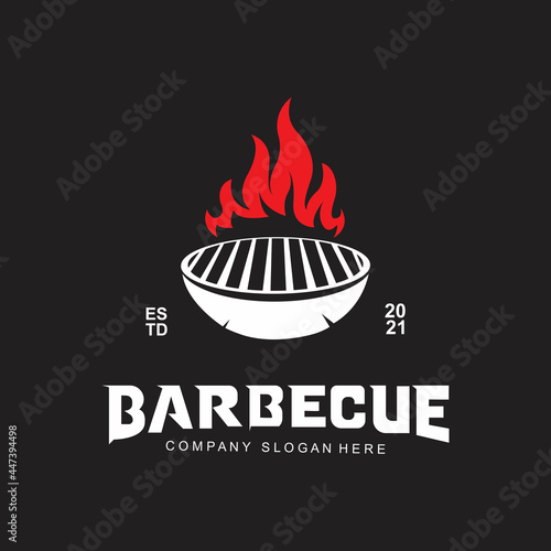 Vintage Retro Rustic barbecue logo. Food or grill design, icon vector illustration
