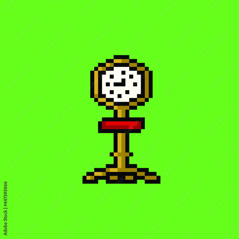 stand clock with pixel art style