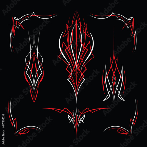 motorcycle and car Pinstriping art design vintage hand drawn vector
