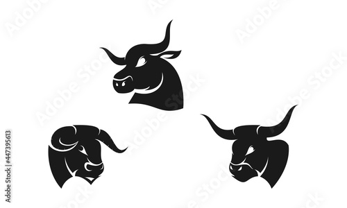 Bull head set illustration vector design