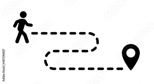 Person walking follow path or gps route icon vector illustration.