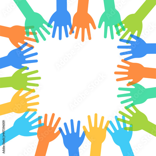 Human hands together icon symbol of community, unity.