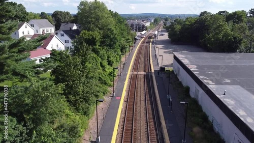 Approaching a MBTA commuter rail station in Norwood, Massachusetts. photo