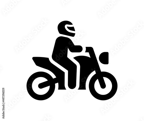 Motorbike driver icon isolated on white background.