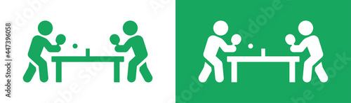 Ping-pong, table tennis player icon. Sport symbol. Vector illustration