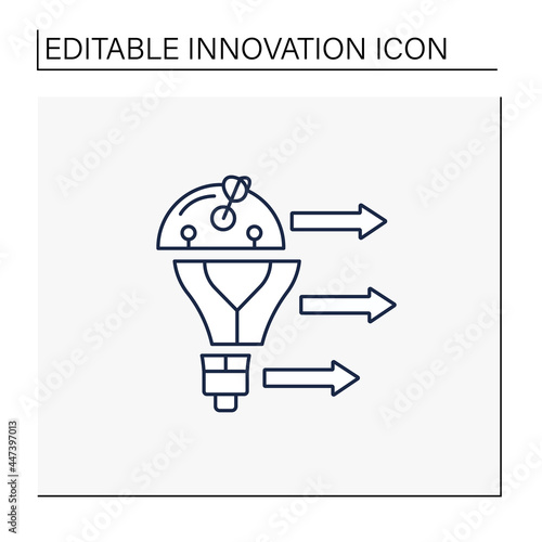 Adjacent innovation line icon.Company draws on existing capabilities but necessitates putting capabilities to new uses. Reconfiguration.Innovation concept.Isolated vector illustration. Editable stroke