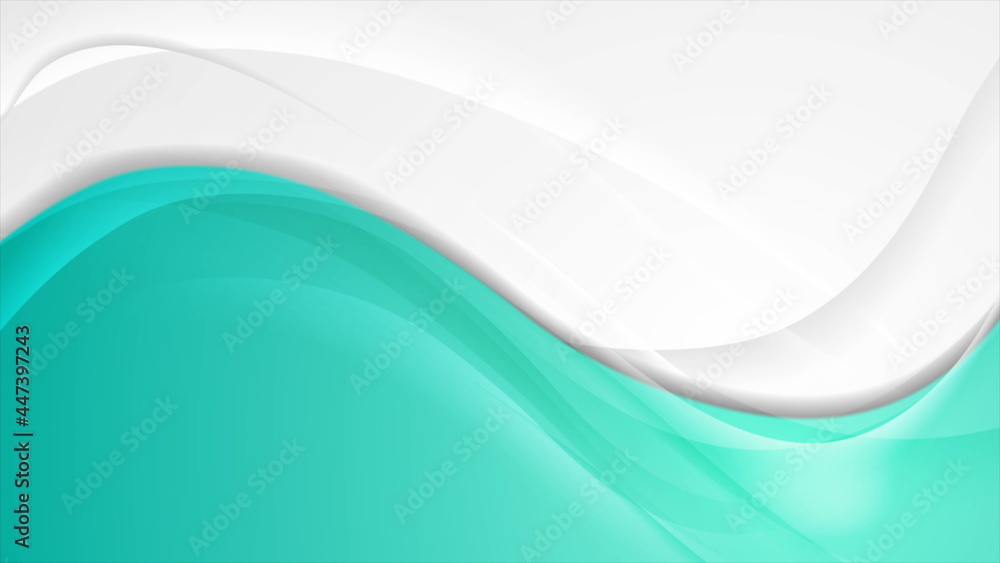 Obraz premium Turquoise grey smooth blurred waves abstract background