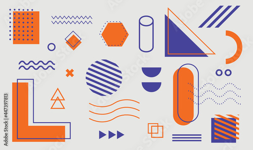 Geometric shapes. Set of memphis design elements for Poster, leaflet, Magazine, Banner, billboard sale. Universal trend 80, 90s style. Vector illustration