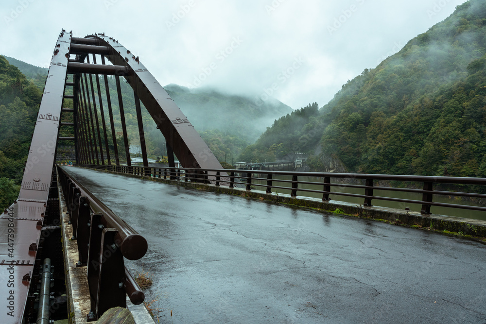 Obraz premium 雨に濡れた奥裾花大橋