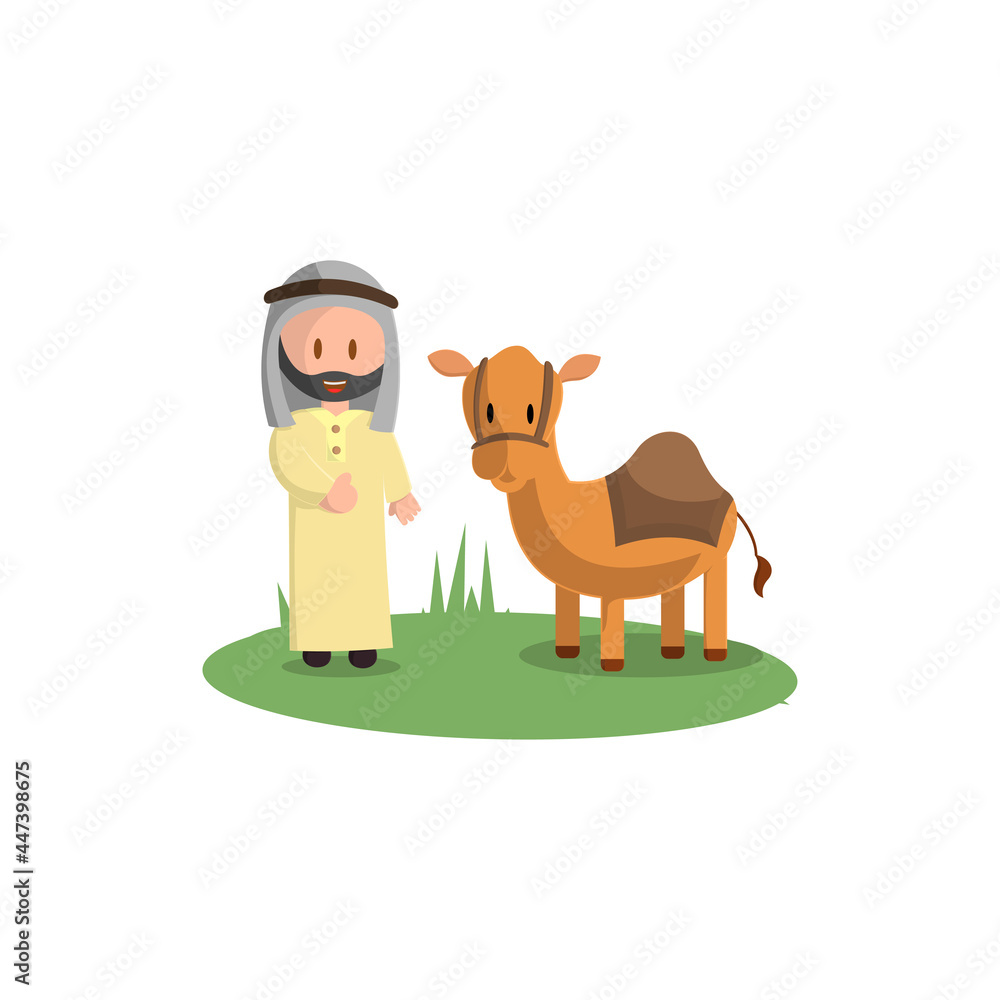 Fototapeta premium Happy Eid Adha. Celebration of Muslim holiday the sacrifice a camel
