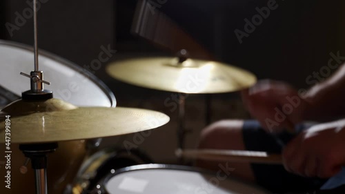 Wallpaper Mural Close-up drummer rehearsing on drums before rock concert. Torontodigital.ca