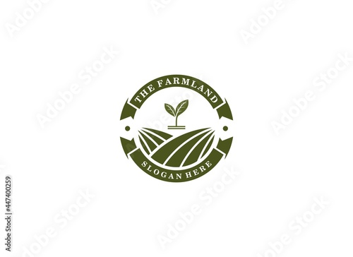 arable land and plantation area logo on white background