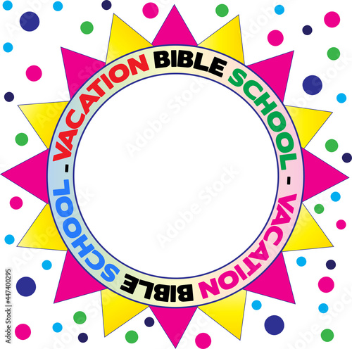 Vacation Bible School illustration advertisement with the center area available for text