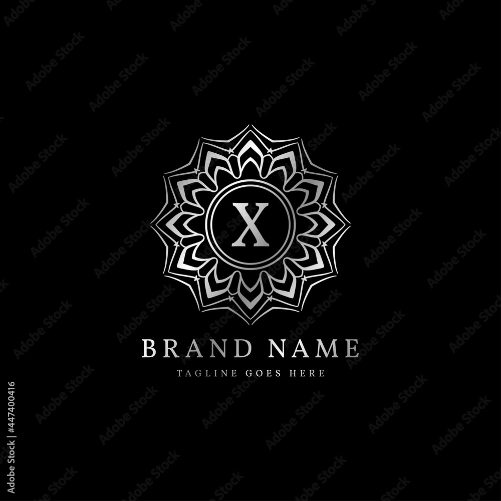 abstract round luxury letter X logo design for elegant fashion brand, beauty care, yoga class, hotel, resort, jewelry