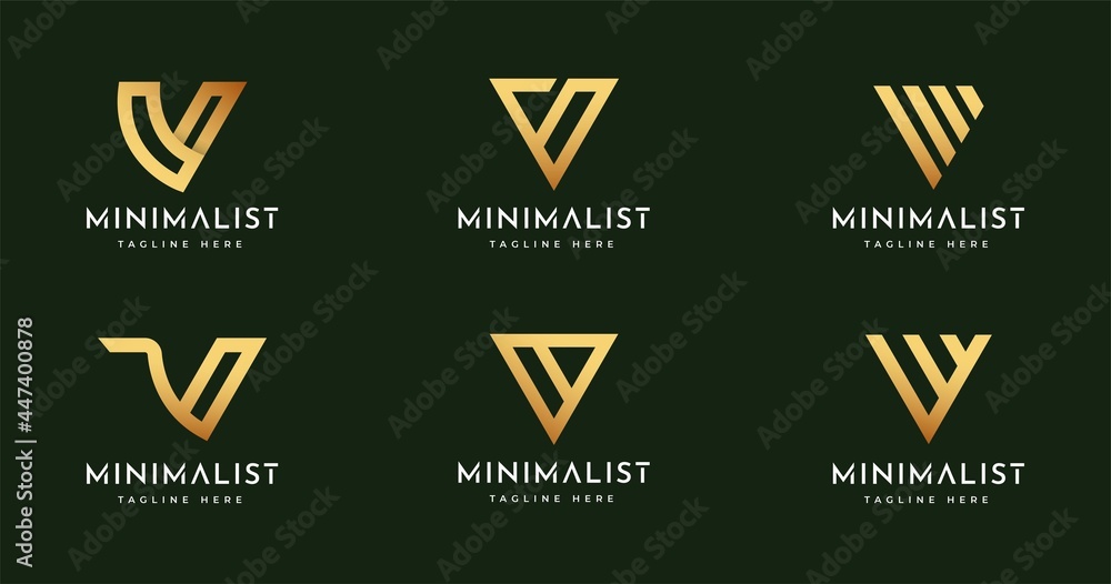 Set of creative letter V monogram style logo design template Set of creative letter V monogram style logo design template