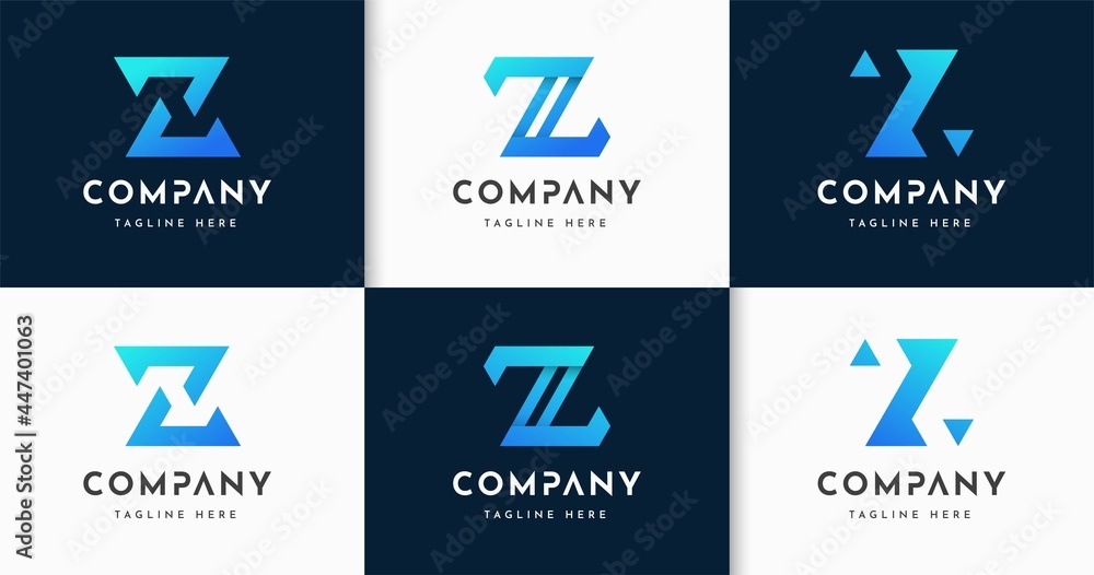 Set of creative letter Z monogram style logo design template Set of creative letter Z monogram style logo design template