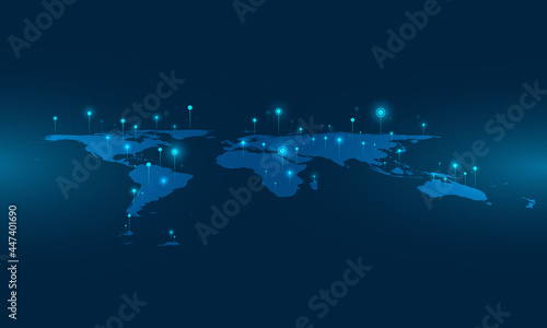 Internet hotspot connection,WiFi around the world concept.Free internet WiFi.Worldwide light network connecting.Global social network.Internet technology and futuristic.